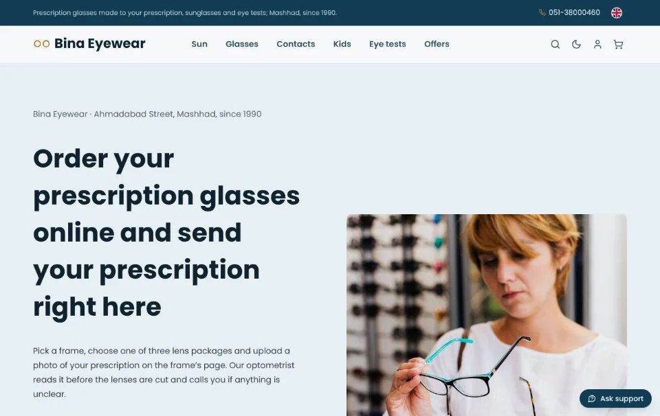 Bina Eyewear — occhiali da vista e da sole