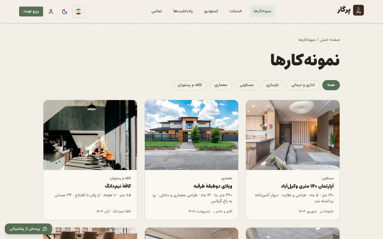 فضاهایی که تحویل دادهاید، به تفکیک نوع
