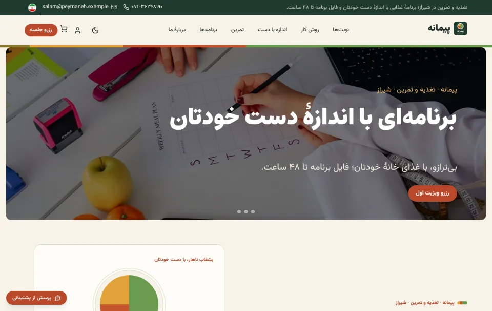 پیمانه — تغذیه و تمرین