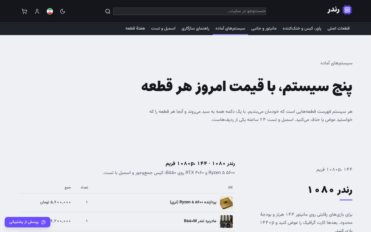 پنج سیستم آماده، هر کدام با یک دکمه