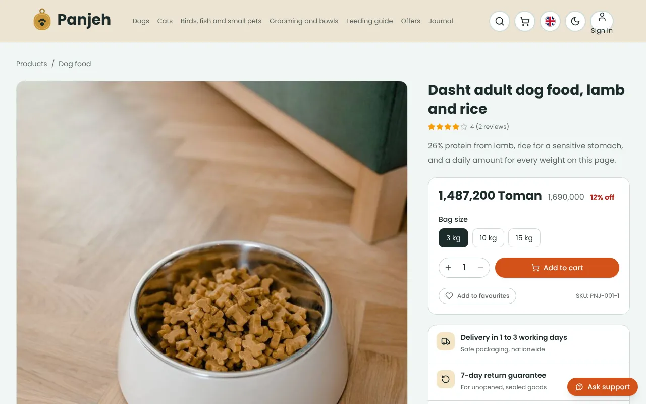 Ogni sacco con la propria tabella di alimentazione