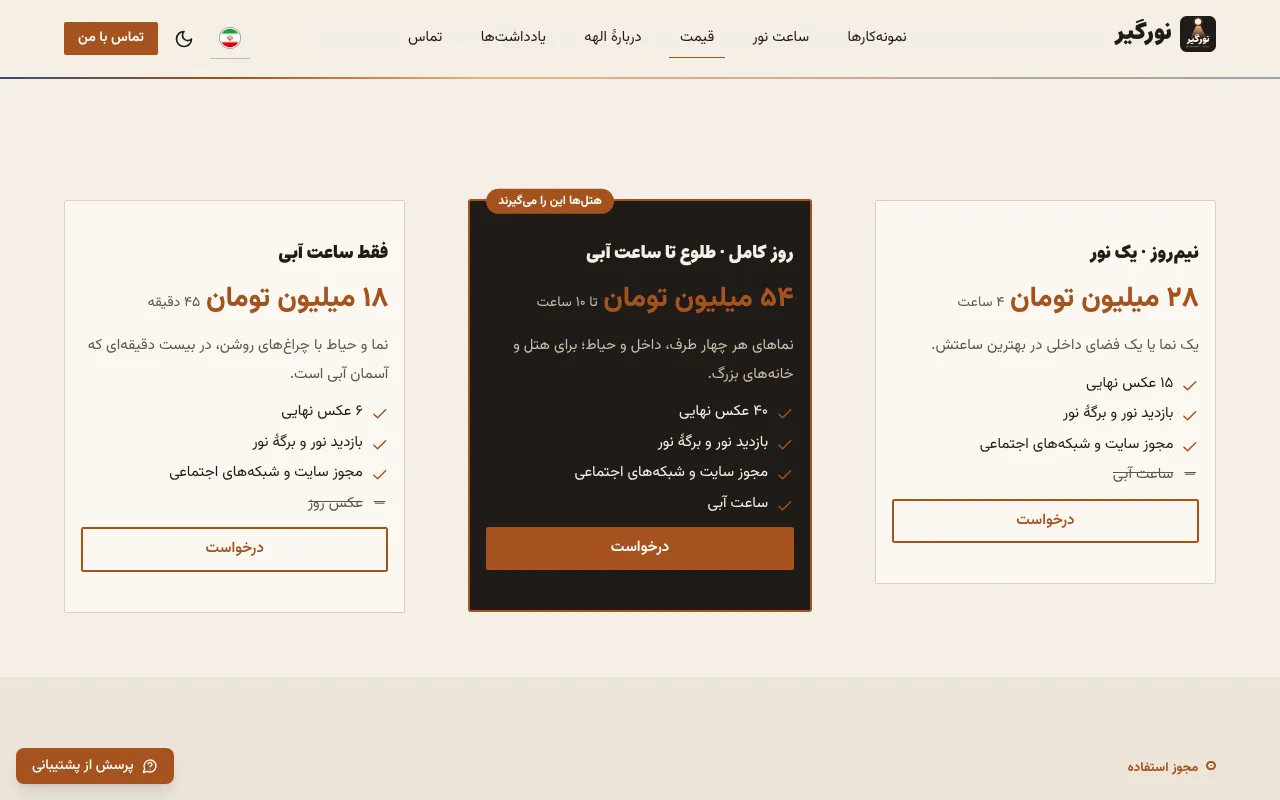 قیمت بر حسب نور