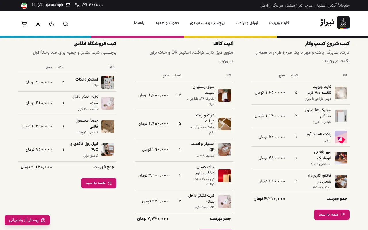 کیت شروع، کافه و فروشگاه آنلاین با یک دکمه