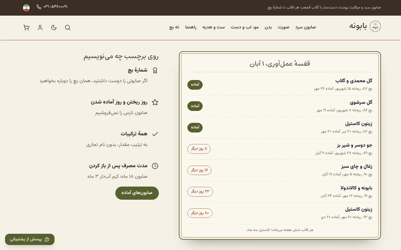 هر بچ روی قفسه، با روز آماده شدنش