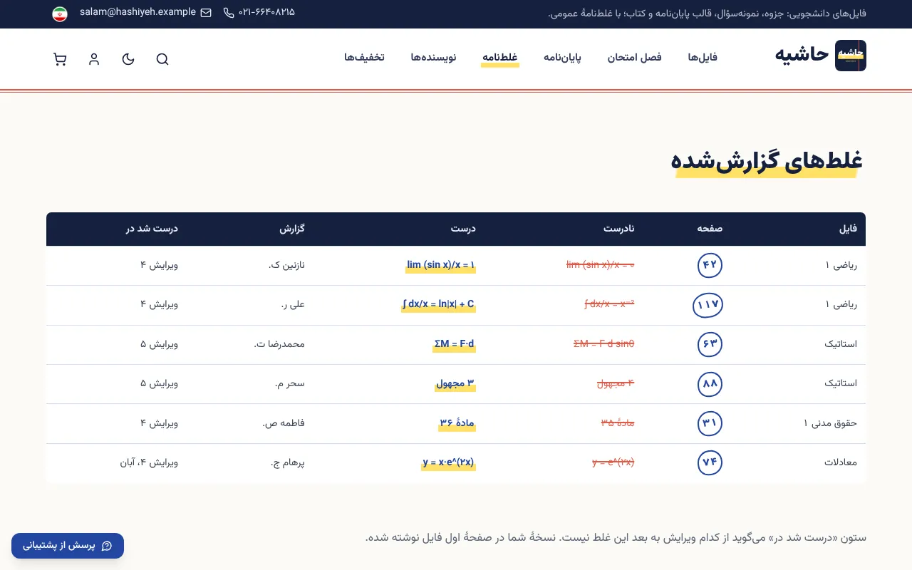 غلط پیدا شد، ویرایش بعدی